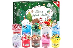 KYEVIS Slime Advent Calendar 2025, Christmas Advent Calendar 24 Days Countdown with 10 Slime, Christmas Toy Advent Calendar Gift for Kids Girls Boys Ages 3 4 5 6 7 8 9+