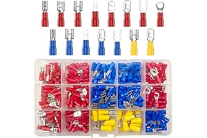 Newaner 280 pezzi 15 tipi connettori capicorda elettrici ferro con isolanti, forcella vanga anello connettore con scatola assortimento, terminali occhiello morsetti elettrici per elettricisti