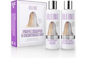 BOLD UNIQ Purple Shampoo & Conditioner Set. Removes Brassy Yellow Tones. Lightens Blonde, Platinum, Ash, Silver & Grays. Moisturizes Dry & Damaged Hair. Paraben & Sulphate Free-PETA Approved Cruelty-free