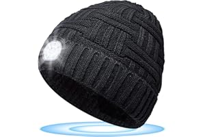 HIGHEVER Idee Cadeau Homme Bonnet LED - Idee Cadeaux Noel Femme Homme Femme Original Utile Bonnet Lumiere Frontale Hiver Casquettes, Gadget High Tech Objet Insolite Utile Petit Cadeau Moins de 10 Euros