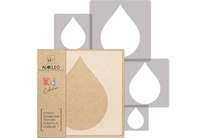 ‎NAKLEO NAKLEO Schablonen Malen für Kinderzimmer, 5 Stück Set 9x9 bis 34x34cm Tropfen Träne Wasser, Wiederverwendbare Kunststoff Malvorlage Raumdekoration, Basteln DIY Wand Möbel Papier Stoff