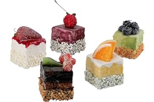 Klocke Dekorationsbedarf Naturgetreue Lebensmittel Attrappe – Künstliche Tortenartikel – Food Dummy/Plastikessen - Dekoration (Törtchen Obst - 5er Set)