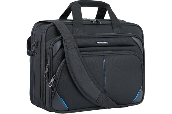 KROSER Laptopväska 15,6 tum bärbar dator portfölj laptop messengerväska vattenavvisande datorfodral laptop axelväska hållbar surfplattefodral med RFID-fickor för affärer/högskola/kvinnor/män