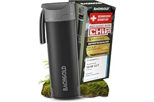 Bachgold Gourde Filtrante eau non potable 500ml,capacité de filtration 2000L I Élimine 99,99 % des bactéries,filtre microplastiques et chlore I Fiable en situation de blackout et de crise, Vert 500ml