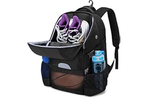 DSLEAF Sac à Dos de Basket-Ball pour Homme, Sac de Football avec Compartiment pour Ballon et Compartiment pour Chaussures pour entraînement de Basket-Ball, Football, Volley-Ball