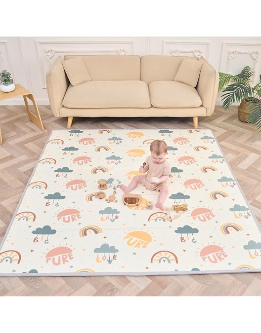 Lertantri 200x180x1,5cm Opvouwbare Speelmat Baby - Antislip, Waterdicht Met Draagtas