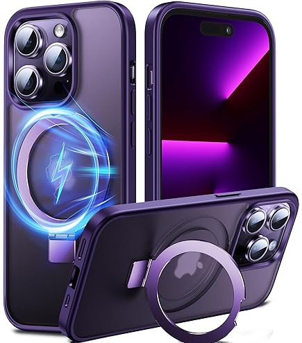 Anqrp IPhone 15 Hülle Mit 360° Magnetständer - MIL-Grade Schutz & MagSafe Kompatibel | Blau