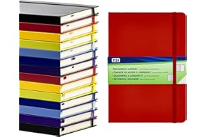 TSI Carnet A5 quadrillé - Couleur rouge - 192 pages - Avec poche intérieure - Marque-page - Fermeture élastique - Référence 63555-RT