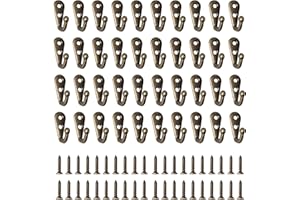 Bateya 40 Stk Wandhaken, Vintage Einzelne Haken Mini Robenhaken Garderobenhaken mit 80 Stk Schrauben, Garderobenhaken aus Metall für Badezimmer Kleiderhaken antik Bronzen Haken