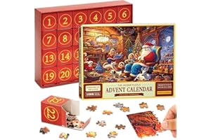 POPOYU Advent Calendar 2023 Christmas Jigsaw Puzzle for Kids and Adults Xmas Gift,1008 Pieces Xmas Puzzles in 24 Box 24 Days Christmas Countdown Jigsaw Puzzles Santa Claus Puzzles for Home Wall Decor