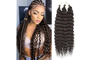 MLETULIPS Ocean Wave Crochet Hair Extensions Deep Wave Braiding Crochet Hair Soft Synthetic Curly Braiding Crochet Hair for Black Women (4#, 22 inch (pack of 3）)