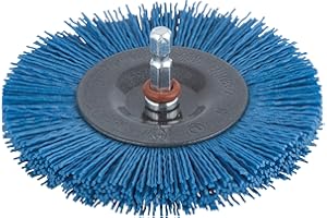 wolfcraft Cepillo de disco de alambre de nylon, suave, Ø 100 mm I 2727000 I Para limpiar y pulir con suavidad madera y chapa