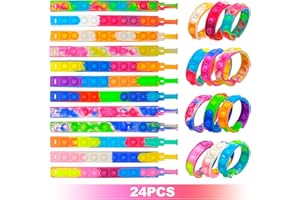 LTTORJF Lot de 24 Bracelets Pop It Jouets Anti-Stress Enfants, Bracelet Enfants en Silicone Doux, Multicolores Bracelet Push Bubble Sensoriels Jouets pour Enfants Anniversaires Cadeaux