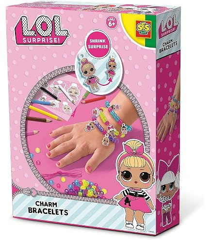 SES Creative 14190 L.O.L. Surprise! – Set Braccialetti Adesivi Gonfiabili Con Glitter, Crea I Tuoi Gioielli 3D Per Bambine, Colore Giallo