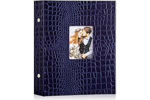 Ywlake Fotoalbum 10x15 400, Krokodilleder Einstecken Einsteckalbum für Hochformat Fotos Bilder Blau
