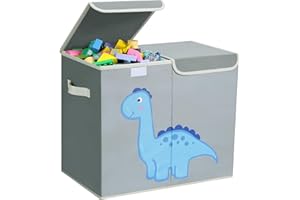 Homsorout Grande boîte de rangement pliable avec couvercle - Coffre à jouets pour enfants avec poignée - Organisateur de jouets de dessin animé - Panier en tissu pour garçons, filles, vêtements,