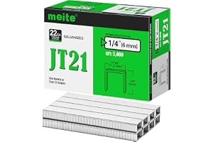 meite Häftklammer typ 53, 6 mm galvaniserade klämmor typ 53 JT21 för handhäftapparat och eltack, 5 000 stycken, 11,2 mm ryggbredd, 0,75 mm trådtjocklek, perfekt för kuddar, hantverk och möbler