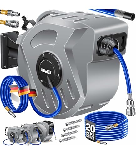 Perslucht slanghaspel Profi 20m Slang- 6/12mm Armatuur DIN