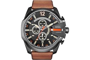 Diesel męski zegarek z serii Mega Chief, mechanizm chronografu ze skórzanym paskiem