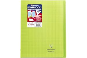 Clairefontaine 981403C Un Cahier Agrafé Koverbook Vert - 24x32 cm 96 Pages Grands Carreaux Papier Clairefontaine Blanc 90 g - Couverture Polypro
