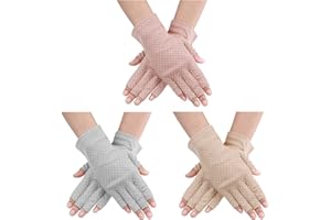 YOLEV 3 Pares Guantes sin Dedos para Mujer Guantes Manicura Protección UV Protección Solar de Verano Guantes para Conducir Guantes Protectores para Decoración de Uñas para Deportes al Aire Libre