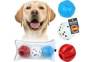 Zedegran: "Pack de 3 Pelotas para Perros + Bolsa de Almacenamiento, Mordedores, Juguetes para Perros. Diversión, Entretenimiento y Cuidado Dental en un Solo Set