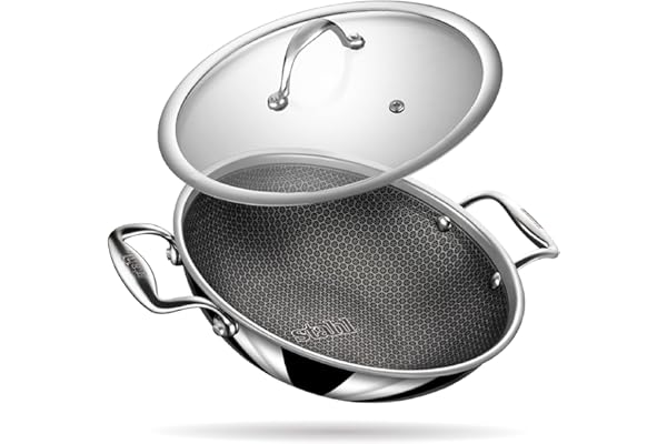 Stahl Artisan Hybrid Triply Non Stick Kadai with Lid 4.4 L, 28 cm, Stainless Steel Kadai for Cooking, Triply Kadhai Metal Spatula Friendly, Induction & Gas Stove Compatible