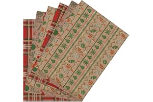 ARKRAFT carta da regalo natalizio per natale 6 fogli formato 90 x 65 cm confezione senza plastica (Scozzese)