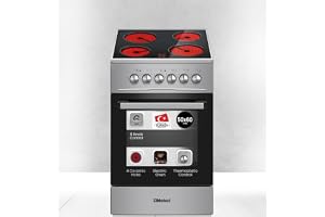 50×60cm Electric Cooking Range, 4-Zone Ceramic Hob, 58L Oven Capacity, 9 Power Levels, Thermostat Control, Turbo Fan, Double Glass Door, Adjustable Legs - NGC5060VT