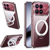 Lemxiee Magnetic Case for Xiaomi Poco F9 Ultra Case with 360&deg; Rotating Stand Case Compatible with Magsafe Transparent