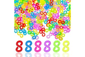 Ouligay 1000Pcs Loom Bands S Clips Loom Band Hooks Colorful S Clip Plastic Connectors for Loom Bracelets DIY Handicrafts Bracelet Clips