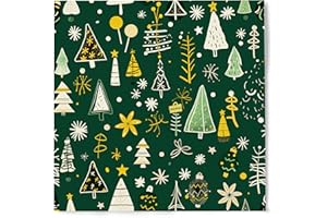 JOYFULARTINK Premium Designer Paper Napkins, 3-Ply 6.5 x 6.5-inches Fold Disposable Decorative Lunch Dinner Napkins (20 Stück-Festliches Waldgrün (33 x 33 cm entfaltet), 20 Stück Lunchservietten)