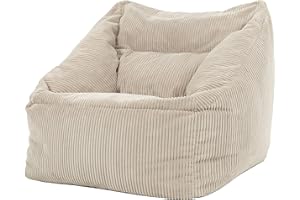 icon Morgan Cord Bean Bag Chair, Stone Beige, Giant Bean Bag Armchair, Large Bean Bags for Adult with Filling Included, Living Room Furniture Bean Bag Chairs