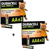 Duracell Şarj Edilebilir Aa 1300 Mah, 2'Li + Duracell Şarj Edilebilir Aaa 750 Mah Pil, 2'Li Paket