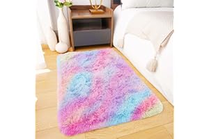 BedLooms Rugs Living Room Small 50x80 cm – Rainbow Area Rugs for Bedroom Non Slip – Modern Super Soft Plush Carpets Fluffy Shaggy Rug for Lounge, Dining Room – Non Shedding Bedside Rug for Kids Room