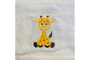 Harwoods Giraffe Childrens Embroidered 100% Turkish Cotton Face Cloth, White