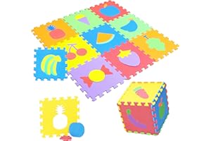 KOKOBOX Tappeto Puzzle Bambini M (10pz 29 * 29cm) Tappeto Gioco Bambini Recinto Numeri Lettere Animali Tappeti Tappetini Neonato Gattonamento Tappeto EVA Gomma Bambini Tatami - Frutta