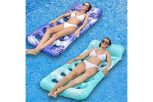 ROUSKY Inflatable Floating Objects On Water Toys, Maple Leaf Pattern Design with Heart-Shaped Holes,Head Pillow for Adults to Rest, Sunbathing, Lounge Chairs, Floating Beds, Swimming Pools