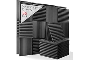 KUCHOOW Aislante Acustico Espuma Acustica Paneles Acusticos, Insonorizacion Acustica Pared Para Podcasting, Estudios de Grabación, Oficinas (36 Piezas)