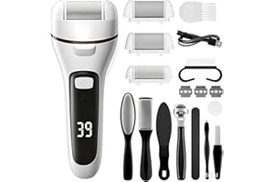 ALNJK Pedicure Elettrico, Pedicure Elettrico Professionale Piedi, Set Pedicure Calli Piedi Rimozione Ricaricabile, Kit Pedicure con 3 Rulli, Illuminazione, 2 Velocità e 17 Strumenti per Pedicure
