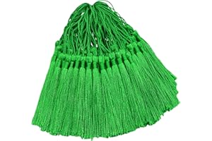 AEBDERP 100 Pcs Silky Handmade Craft Tassels Trim Mini Pendant for DIY Cute Resin Bookmark, Jewellery Making, Key, Girl Earring, Keyring, Graduation Hat, Ribbon Sewing, Curtain, Home Decor (Green)