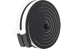KAPOOSY Weather Stripping Door Seal, 12mm W X 10mm T Adhesive Foam Tape, Window Door Draught Excluder Air Conditioner Gasket Foam Tape, Total Length 4M (2 Rolls)