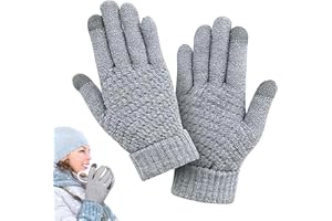 Lafefe Heat Holders Thermal Gloves for Women, Knitted Thermal Mittens, Touch Screen Winter Gloves