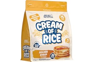 ‎APPLIED NUTRITION Applied Nutrition Cream of Rice - Hochwertiges Kohlenhydrat-Ergänzungsmittel, Energiequelle für Frühstück und Snacks, leicht verdaulich, wenig Zucker, wenig Fett, vegan (1kg, Golden Syrup)