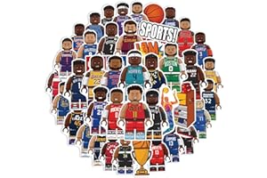 LYUNMU Lot de 50 autocollants de basketball N-B-A - Décoration mignonne pour voiture, ordinateur portable, skateboard, vélo, cyclomoteur, moto, vélo, ordinateur, convient aux adultes et aux enfants