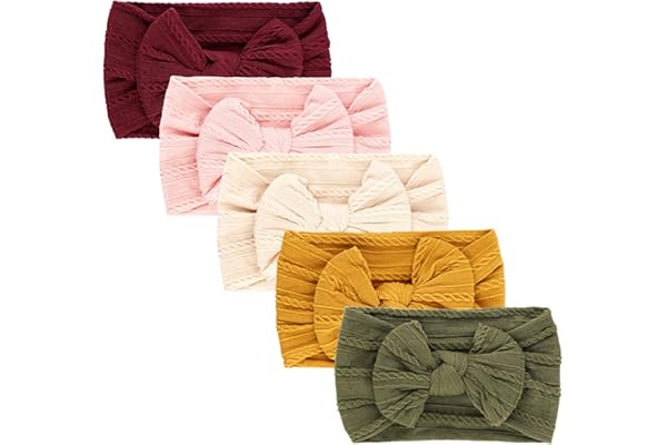 DRESHOW 5 Pièces Bébé Bandeaux Bébé Fille Bandeau Cheveux Bande de Cheveux Arc Bande de Cheveux Bandeaux Accessoires Bébé Fille Enfant Turban Bandeau