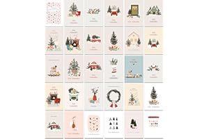 BEAR AND BEE Weihnachtskarten mit Umschlag Set 30 verschiedene Designs - Boho Klappkarten Weihnachtsgrußkarten