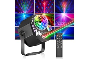Vicalo 4 en 1 Jeux de Lumiere pour Soiree avec Boule Disco, LED RGB Jeu de Lumiere Soiree DJ, Commande Vocale Stroboscope lumiere pour Fêtes Familiales, Boîtes De Nuit, Halloween, Noël