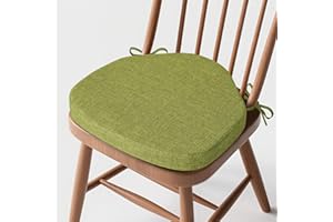 MineCozy Windsor Chair Cushions for Dining Chairs 1 Pack Non Slip Kitchen Seat Cushion with Ties and Washable Covers Indoor Comfortable Seat Pad with Thick Foam 16.5" x 15.5" x 2" Green
