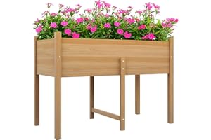 Outsunny Orto Rialzato con 2 Fori di Drenaggio e Sacca in Tessuto non Tessuto, Fioriera in Legno di Abete per Giardino e Balcone, 115x55x80 cm, color Legno